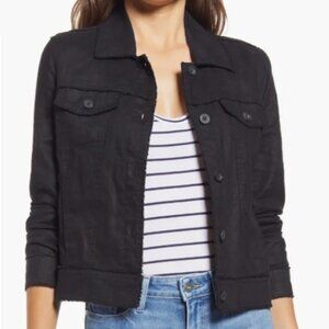 Tommy Bahamas Two Palms Linen Raw Edge Trucker Jacket-Black S